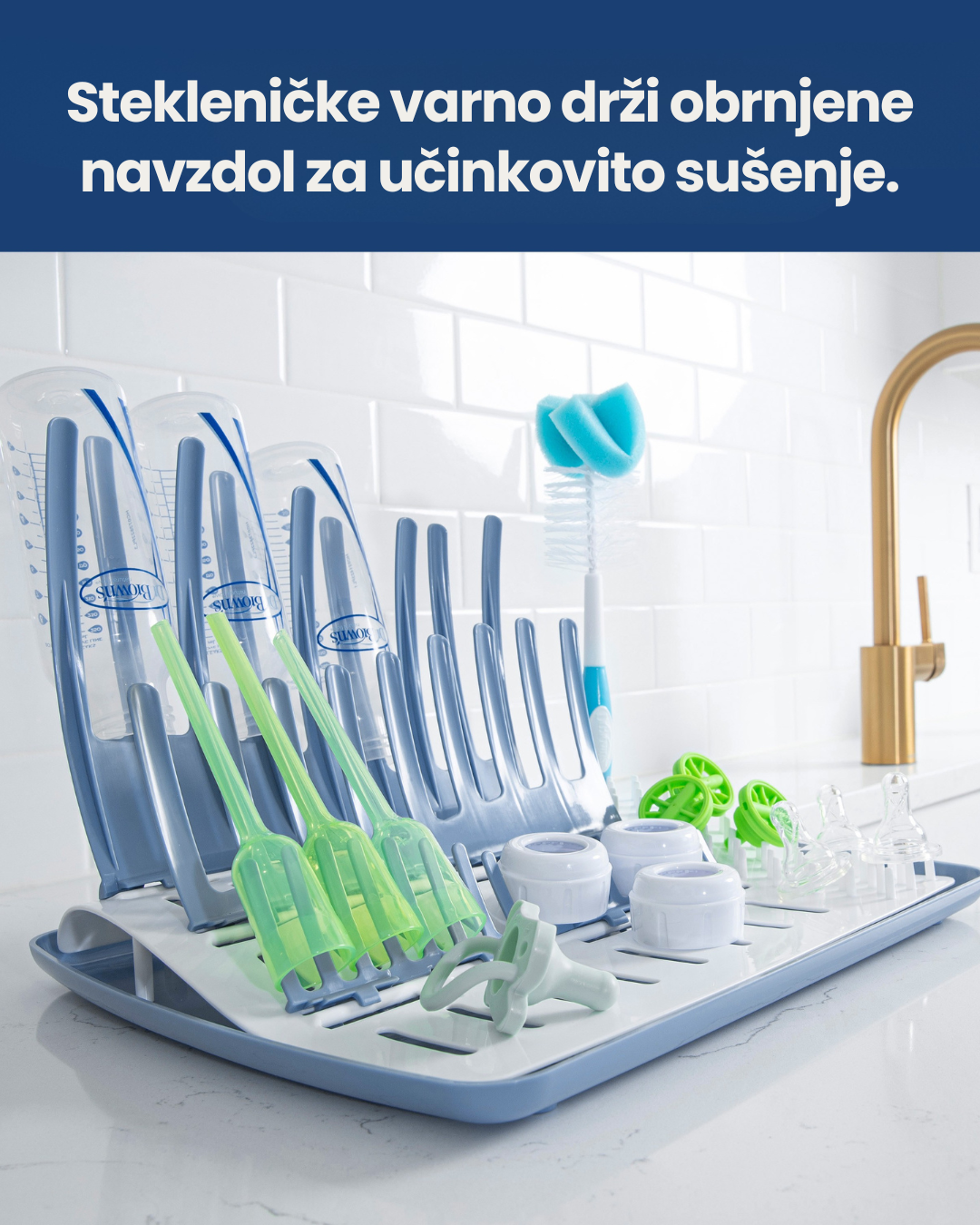 Stojalo za sušenje stekleničk, zložljivo