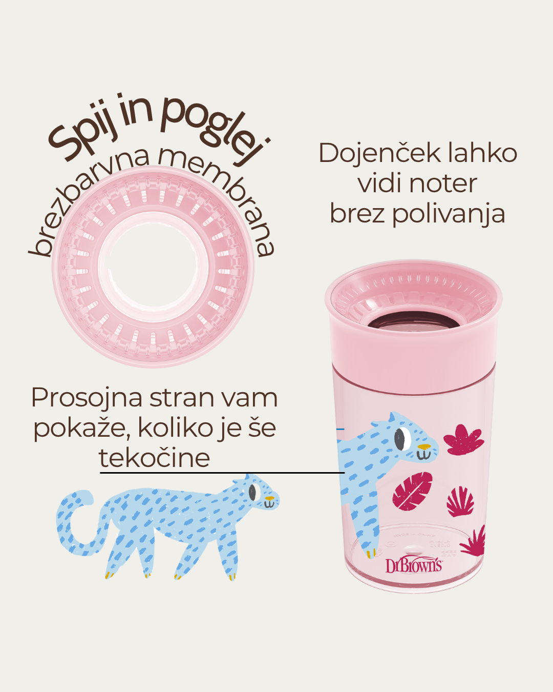 Lonček Cheers 360° brez ročajev 300 ml - več barv
