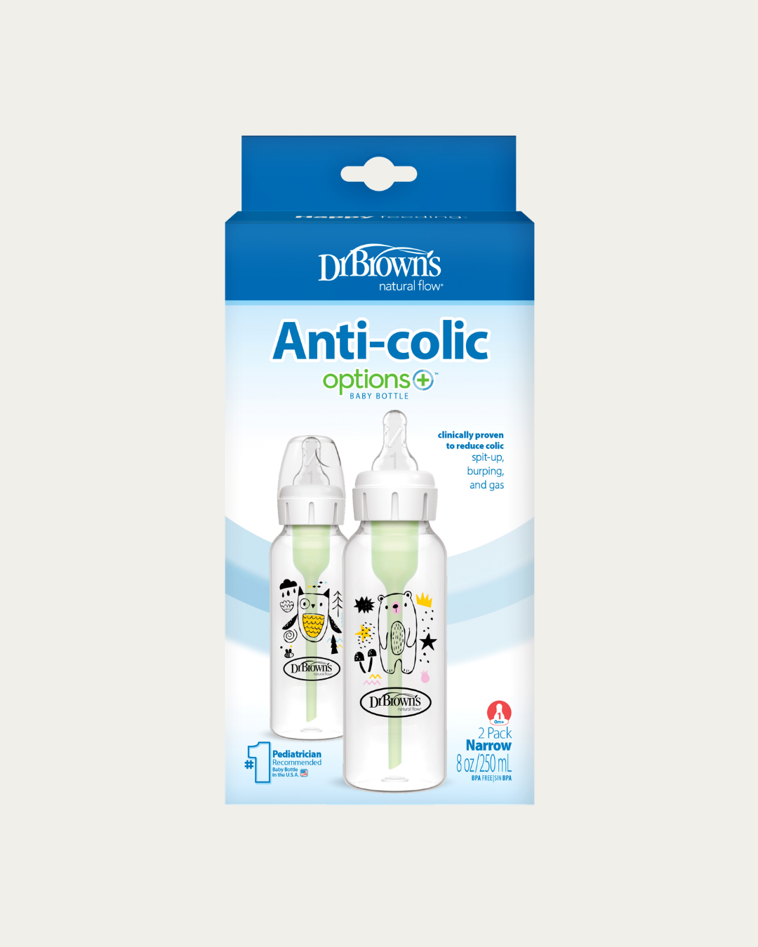 Plastična ozkovratna steklenička MOTIV 250 ml, 2 kom