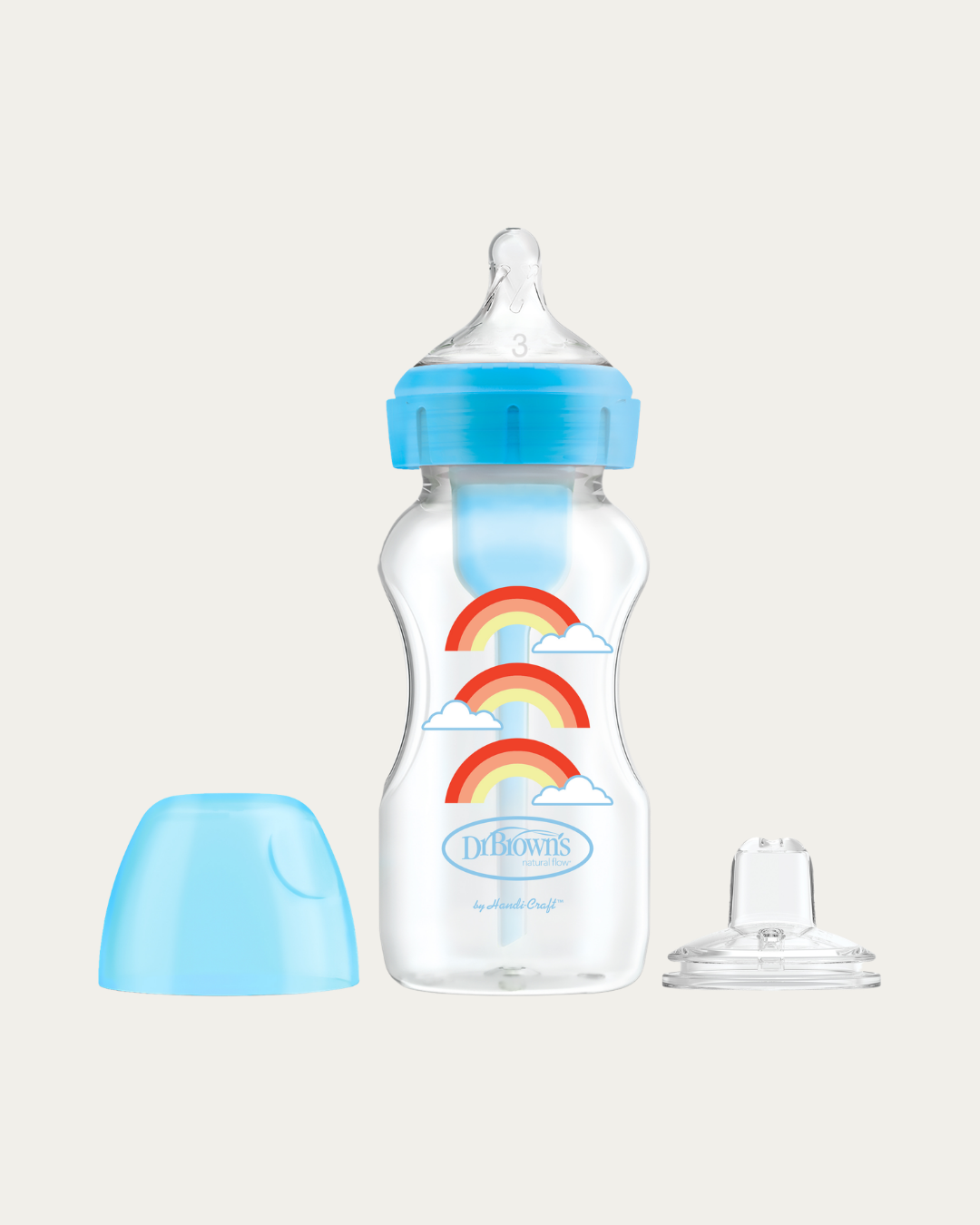 Plastična širokovratna BARVNA steklenička 270ml (cucelj 3 in ustnik)