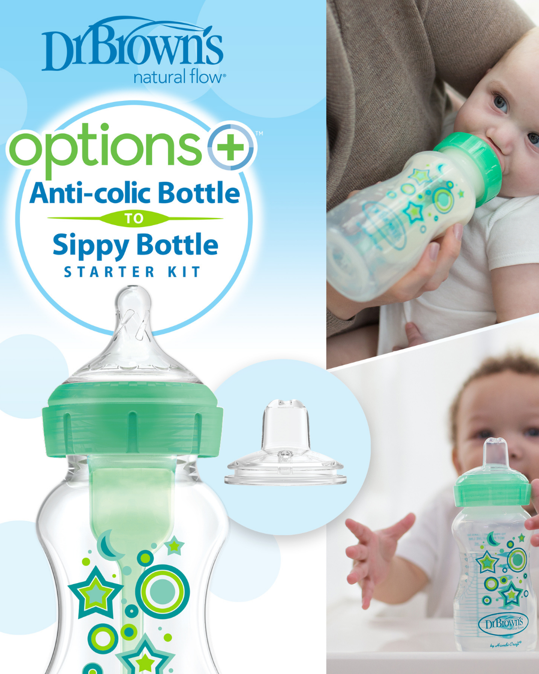 Plastična širokovratna BARVNA steklenička 270ml (cucelj 3 in ustnik)