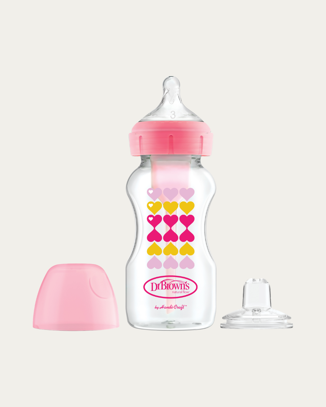 Plastična širokovratna BARVNA steklenička 270ml (cucelj 3 in ustnik)