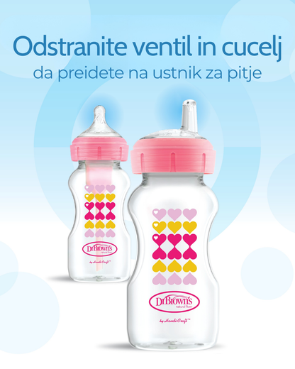 Plastična širokovratna BARVNA steklenička 270ml (cucelj 3 in ustnik)