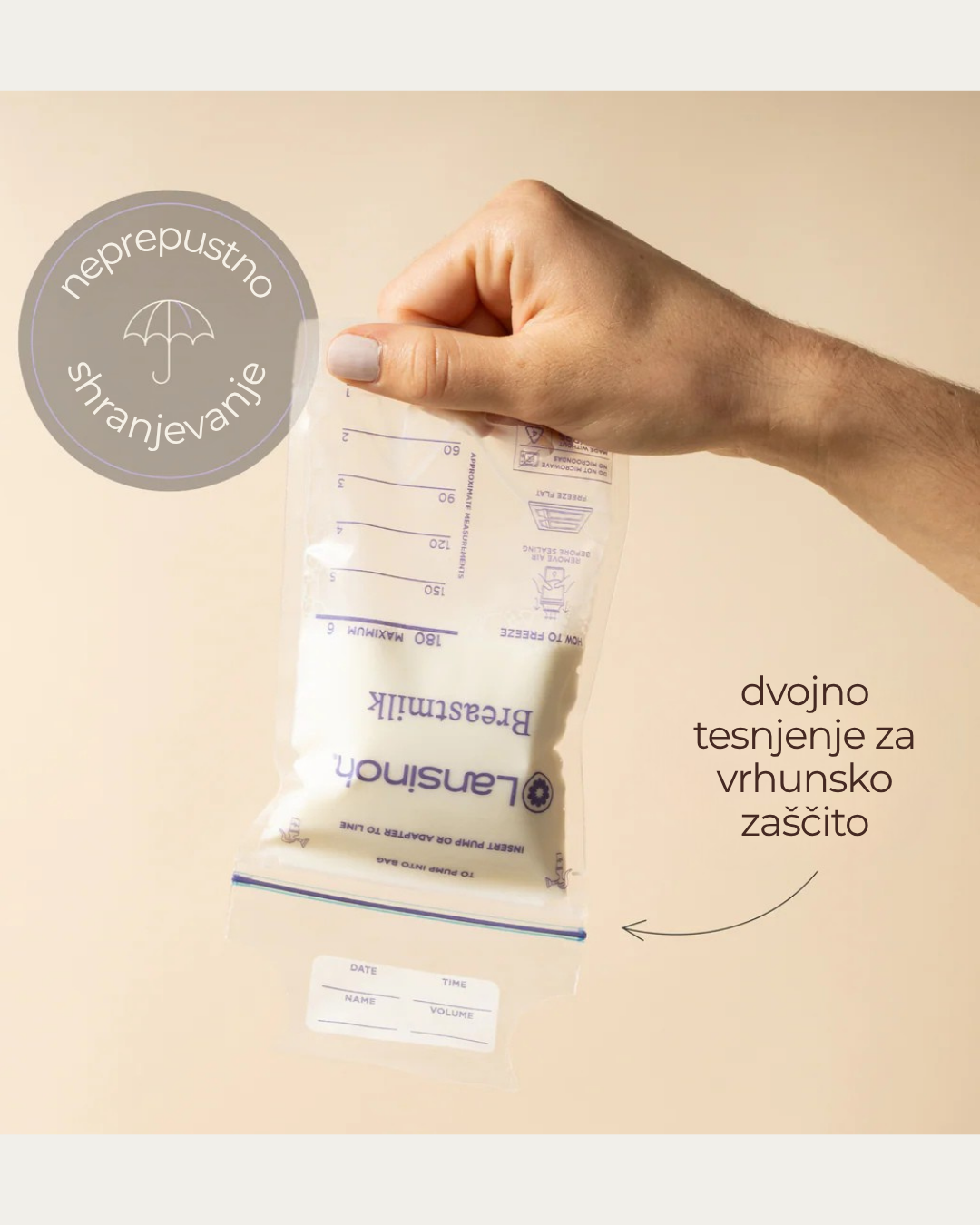 Vrečke za shranjevanje mleka, 25 kom