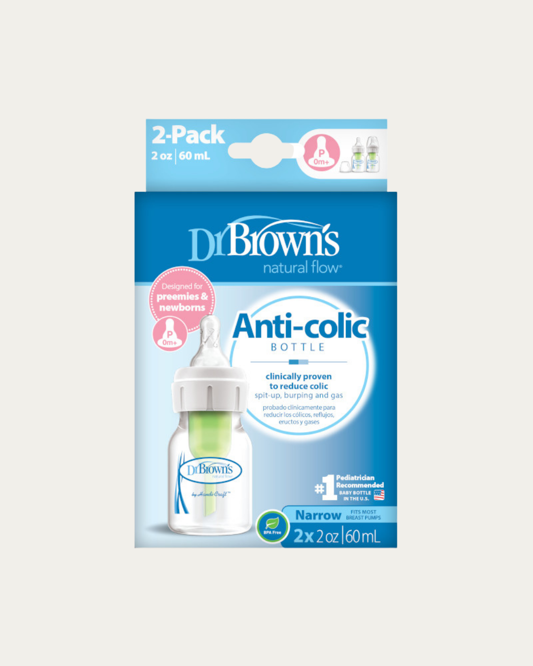 Plastična ozkovratna steklenička 60 ml, 2 kom (za nedonošenčke)