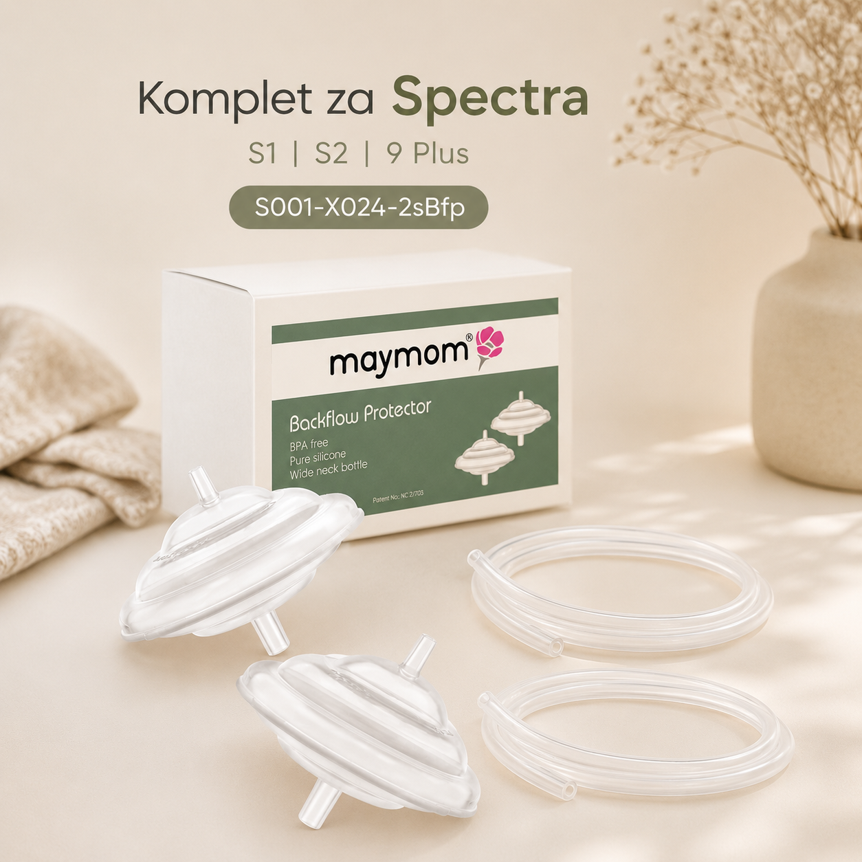 Ščitnik pred povratnim tokom z membrano in cevko za Spectro, 2 kom
